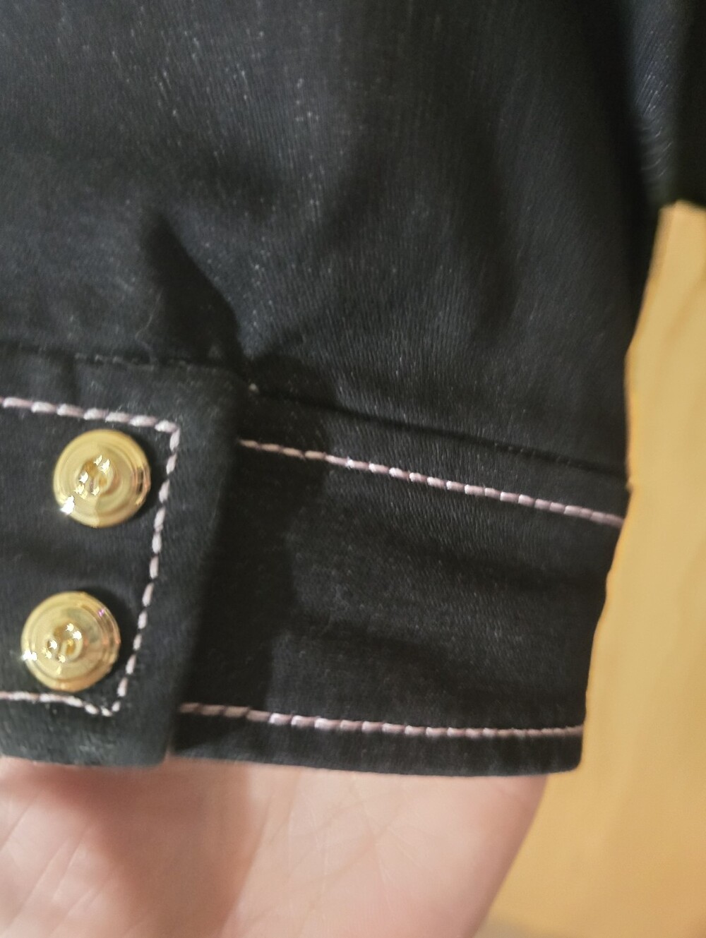 St. John Sport Black Denim Jacket with Pink Trim - Picture 6 of 7